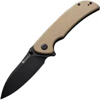 SENCUT Borzam S23077-2 Black 9Cr18MoV, Tan G10 pocket knife