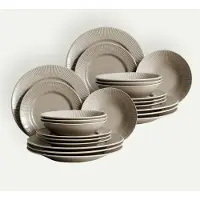 Fyrklövern Nordic Dawn tallriksset 24 delar, Bark, 8 pers Servis Tallrikar set