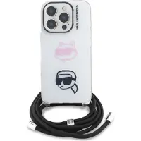 Karl Lagerfeld IML Crossbody Karl&Choupette Huvudfodral för iPhone 16 Pro Max - Vit