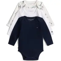 Tommy Hilfiger 3 Pack Print Jersey Long Sleeve Bodysuits
