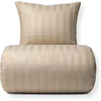 Nordstrand Bambu sängkläder - 140x220 cm - 100% naturligt bambu - Sandfärgad, jacquardvävt bäddset med ränder