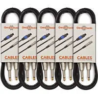 Gear4Music Paket med 5 Jack-instrumentkablar 1m