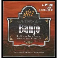 GHS PF120 Stainless Steel 6 String Banjo Strings Light Gauge
