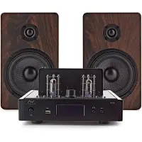 AVCOM Vintage Style Amplifier with Passive Speakers Walnut