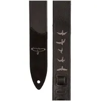 Paul Reed Smith PRS Premium 2" Leather Guitar Strap Black w/ Birds Embroidery
