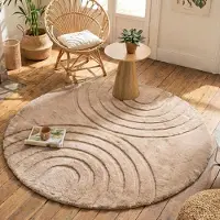 FRAAI Rund fluffig matta | Carvy Arches taupe hos Volero | Ø 80 cm | Polyester | Symmetrisk | Rund | Hög lugg