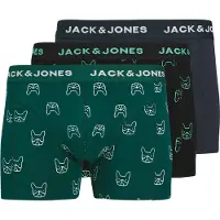 Jack & Jones Boxershorts 'JACDENIM DOG' marinblå / mörkgrön / svart / vit
