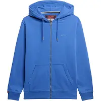 Superdry för män. M2014128A Luvtröja med dragkedja och blå logotyp (S), Casual, Bomull