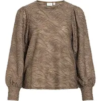 Vila Fina O-neck Top Blus Med Lång ärm