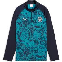 Puma Manchester City Träningströja Pre Match 1/4 Blixtlås - Deep Navy/Tropisk blå Barn - , storlek 152 cm