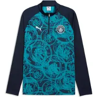 Puma Manchester City Träningströja Pre Match 1/4 Blixtlås - Deep Navy/Tropisk blå - , storlek X-Large