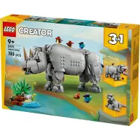 LEGO Creator 3In1 Vilda Djur: Majestätisk Noshörning Med Fåglar 31171 För 9+