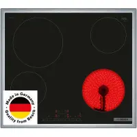 Bosch Serie | 6 PKE645FP2E - Keramisk häll - 4 kokplattor - Fördjupning - bredd: 56 cm - djup: 49 cm - med kanter i rostfritt stål - svart / rostfritt stål