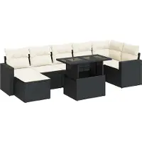vidaXL Loungegrupp för trädgården med dynor 8 delar svart konstrotting