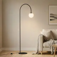 Domiluce Båglampa Nova , Svart, Vardagsrum / matsal, Metall, Modern, Golvlampa