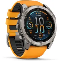 Garmin Fenix 8 Amoled 51mm, Sapphire Titanium - Spark Orange/Graphite Silicone Strap