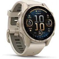 Garmin Fenix 8 Amoled 43mm, Sapphire Soft Gold - Fog Grey/Sandstone Silicone Strap