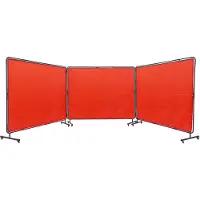 Vevor svetsskärm med ram, 6' x 8' 3 panelsvetsgardinskärmar, flamsäker vinylsvetsskyddsskärm på 12 svängbara hjul (6 låsbara), rörlig &amp; professionell för verkstad, röd