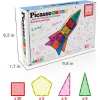PicassoTiles Raket Booster Set (pt32) Byggsats 32 Bitar