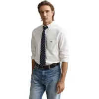 Gant för män. 3000200 Oxfordskjorta med normal passform vit (XL), Casual, Bomull, Klassisk, Lång ärm