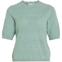 Vila Milos O-neck Pointelle Tröja Med Korta ärmar
