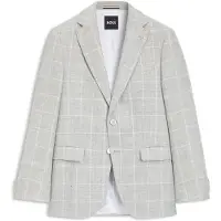 BOSS Slim-fit jacket in checked linen and virgin wool