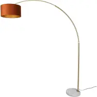 QAZQA Golvlampa i stål med orange skärm och guldfärgad insida 50 cm - XXL