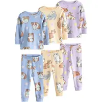 Next Pyjamas 'Snuggle' himmelsblå / brun / gul / ljuslila