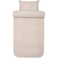 Hoie Vävd krepp sängkläder 140x200 cm - 100% mjuk bomull - Brun med ränder - Kreppsängkläder sänglinne - Slumre