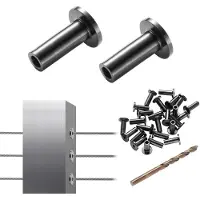 Vevor 101-pack skyddshylsor i rostfritt stål T316 för 3,2 mm vajerräcke, gör-det-själv-räcke T316 marin kvalitet, levereras med en gratis borr, svart