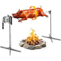 Vevor Rotisseriegrill, AC220-240V 8 nivåer höjd elektrisk rotisserie grill kit, BBQ grillar rotisserie kit med 36 kg lastkapacitet, 38W motor, rostfritt stål automatiska grillkit för fester