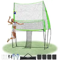 Vevor volleybollträningsnätsystem, fritt höjdjusterbar träningsutrustning med bollretur, 8x11ft bärbar nätstation, enkel installation för bakgård inomhus utomhus servspikning förbättrar noggrannheten