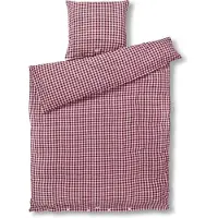 Juna sängkläder 140x200 cm - 100% ekologisk bomull - Kreppsängkläder plommon/rosa