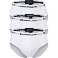 Emporio Armani för män. EM000258_AF14132 Set 3 Vita elastiska trosor i trikå (S), Hemkläder, Bomull