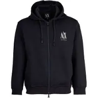 Armani Exchange för män. XM000371AF10818UB101 Huvtröja med full dragkedja i navy laminerad bomullspolyester med stretch, huva med stretc