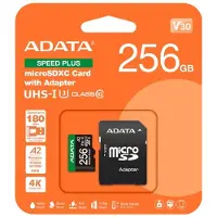 ADATA SPEED PLUS - Flash-minneskort (SD-adapter inkluderad) - 256 GB - A2 / Video Class V30 / UHS-I U3 / Class10 - SDXC UHS-I