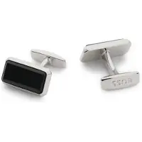 BOSS Rectangular brass cufflinks with black enamel insert