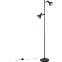 QAZQA Industriell golvlampa svart med trä 2-ljus - Jakub