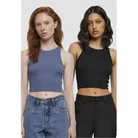 Urban Classics Cropped Rib Ärmlös Topp 2 Enheter