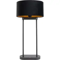 QAZQA Bordslampa svart med svart oval skärm 35 cm - Thijmen