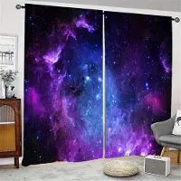 Yiran Furniture 2 st Galaxy Glittrande Stjärnor Gardiner, Stångficka Yttre Rymden Stjärnklar Himmel Stjärntryckta Gardiner, Fönsterdraperier För Vardagsrum Kök W65X60H(cm)X2Pcs&Grommet Top