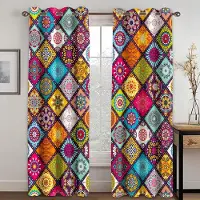 Yiran Furniture 2-delade Boho Livfull Färg Chic Geometriska Gardiner Ljusfiltrerande för Vardagsrum Sovrum Kök Stilfull Estetisk Gardin W60H150(CM)x2pcs&Rod Pocket