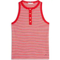 Tommy Hilfiger Gold Tone Button Sleeveless Henley Top