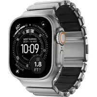Nomad Stratos Band - Titanarmband för Apple Watch 49 mm med Fkm (Naturlig Titan, Svart Fkm) gray