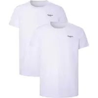 Pepe Jeans för män. PMU10976 Förpackning med 2 basic T-shirts vit (XL), Casual, Bomull, Kort ärm