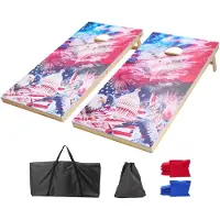 Vevor Cornhole-set, 4x2 fot Cornhole-spelbrädor, bärbar kastabräda i massivt trä, inomhus- och utomhus-cornhole-lek för vuxna, inkluderar 8 säckar och bärväska, för trädgården, bakgården, stranden, ca