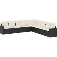 vidaXL Loungegrupp för trädgården m dynor 9 delar svart konstrottning