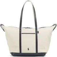Ralph Lauren för kvinnor. 428973072002 Stor beige shoppingväska i canvas (OSFA), Casual, Bomull