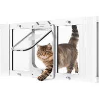 Vevor kattlucka för fönster, justerbar för att passa fönsterbredd 787-914 mm, 4 säkra låslägen, aluminiumram och högtransparent glas, magnetisk stängning, väderbeständig snabbmonterad husdjurslucka fö