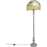 QAZQA Golvlampa svart med blommig skärm och vit insida 45 cm - Classico